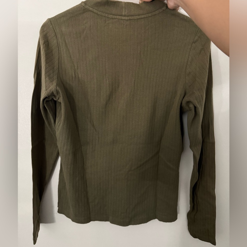 Olive Ribbed Long Sleeve Top - Picture 2 of 2